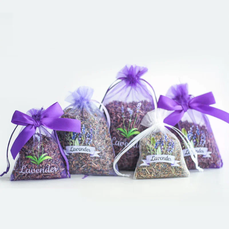 20Pcs Lavender Pattern Drawstring Mesh Bags Dried Flower Herbs Spices Storage Bag Odor-Eliminating Breathable Fragrance Pouches