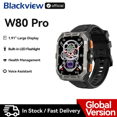 Blackview W80 PRO Outdoor Smart Watch with GPS Positioning, 1.91‘’ TFT Display 900mAh with Flashlight Health Monitoring Watch