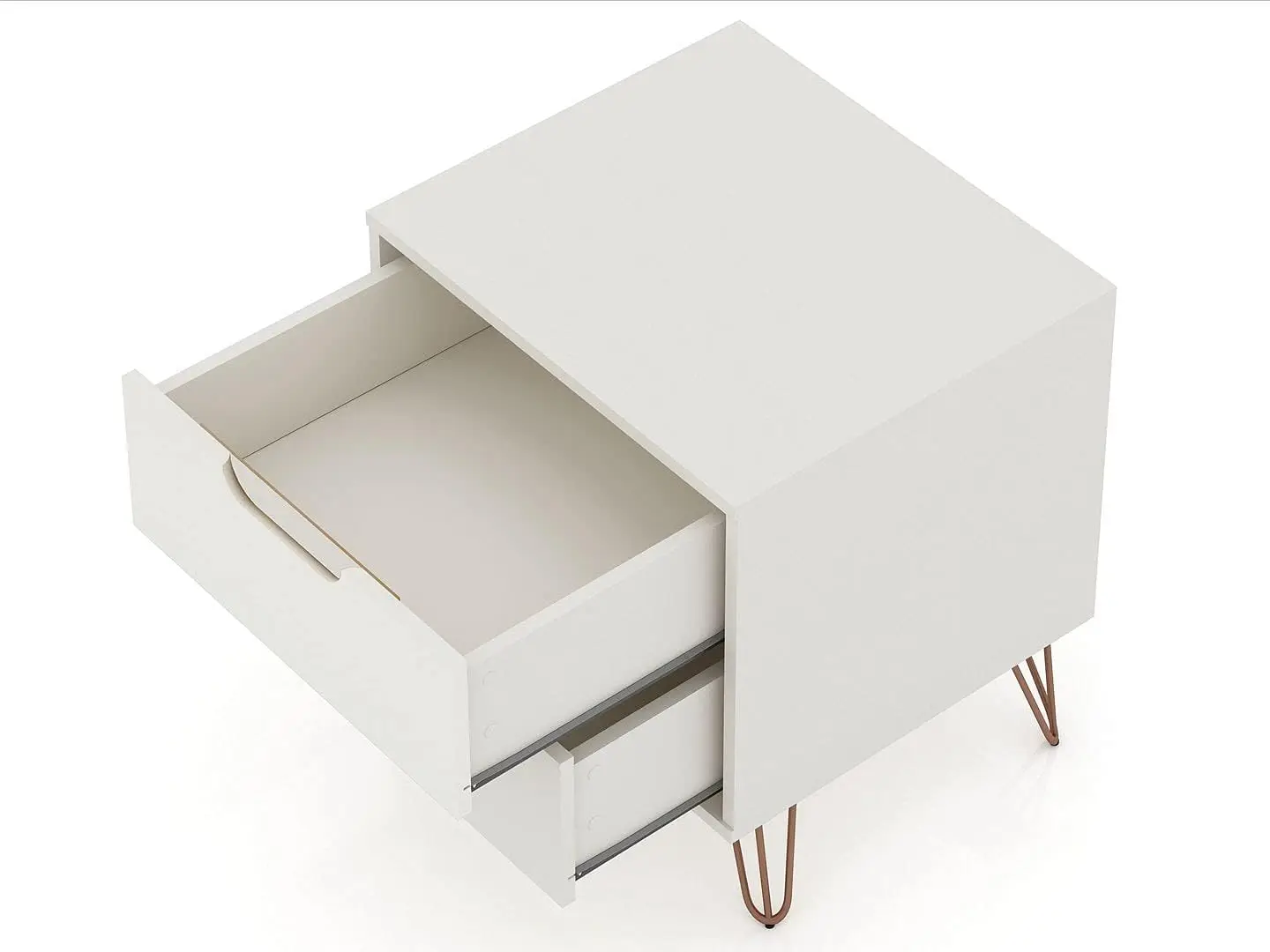 Rockefeller-Mid Century Modern 2 gavetas Quarto Nightstand, Branco