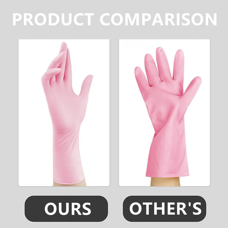 Pink Disposable Nitrile Gloves 30PCS Extended 12Inch Waterproof Household Gloves Food Kitchen Cleaning Gardening Beauty Gloves