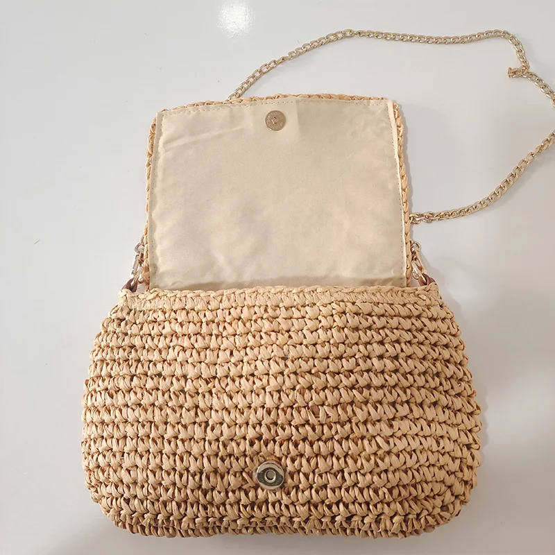 Bag Women's Ins Straw Woven Bag 2023 New Fashion Messenger Bag Women's Bag Is Easy To Wear Straw Woven Portable Small Square Bag