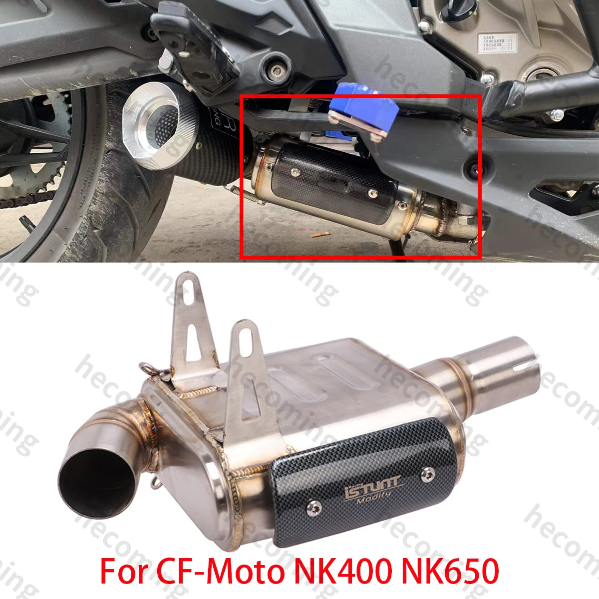 For CF-Moto NK400 NK650 Slip on Muffler Mid Link Pipe Escape Tube 51mm Modified Link Pipe