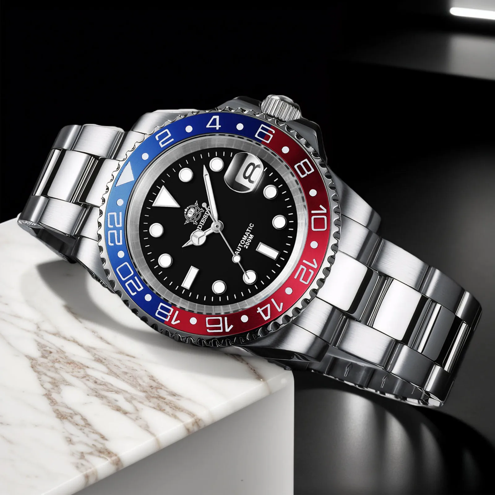 ADDIESDIVE Men's Automatic Dive Watches Waterproof 200m C3 Super Luminous Sapphire Glass Watch Ceramic Bezel Steel Watches Male
