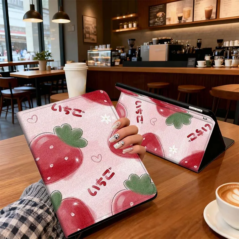 

Strawberry Sweet Pattern For iPad Pro 7 8 9 Gen 2 11 13 5th 6th 10th 11th M5 M4 12.9 10.9 10.2 Inch 2024 2025 Tablet Case