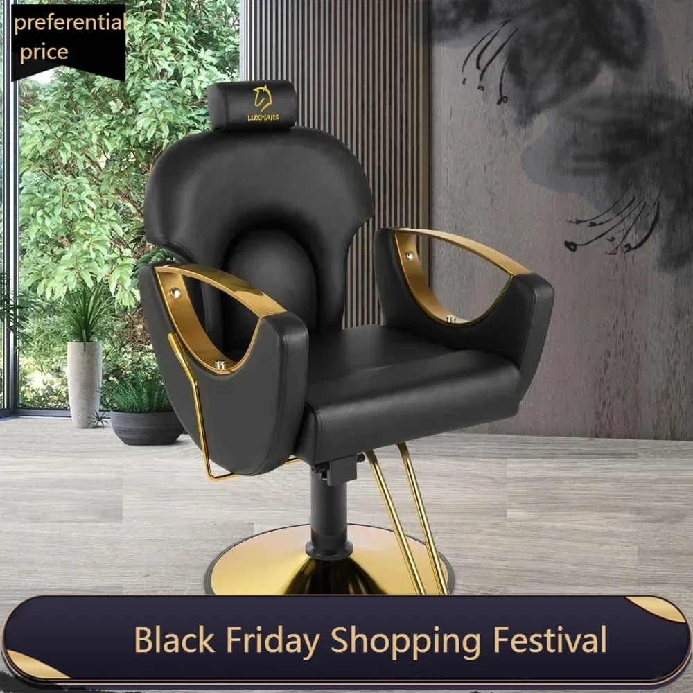 

Hydraulic Barber Chair, 360 Degrees Rolling Swivel Hair Styling Chair, Adjustable Height Hair Styling Equipment - Black