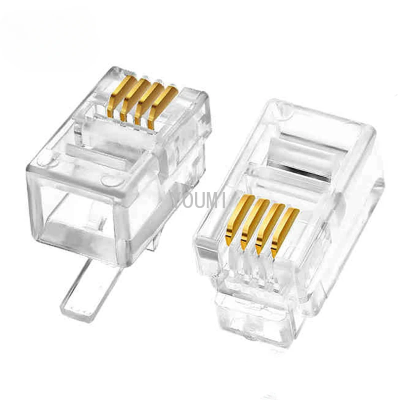 50pcs Durable 4 Pin RJ11 RJ-11 6P4C Modular Plug Telephone Phone Connector Hot New High-quality Dropshipping