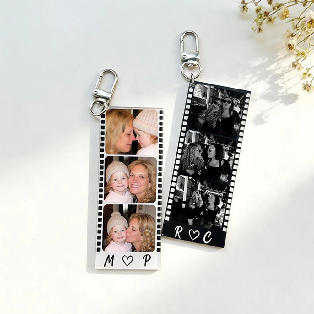 Personalized Custom Photo Keychain Acrylic Keychain Custom Camera film keychain Custom Photo Frame Keychains Gifts for Lover