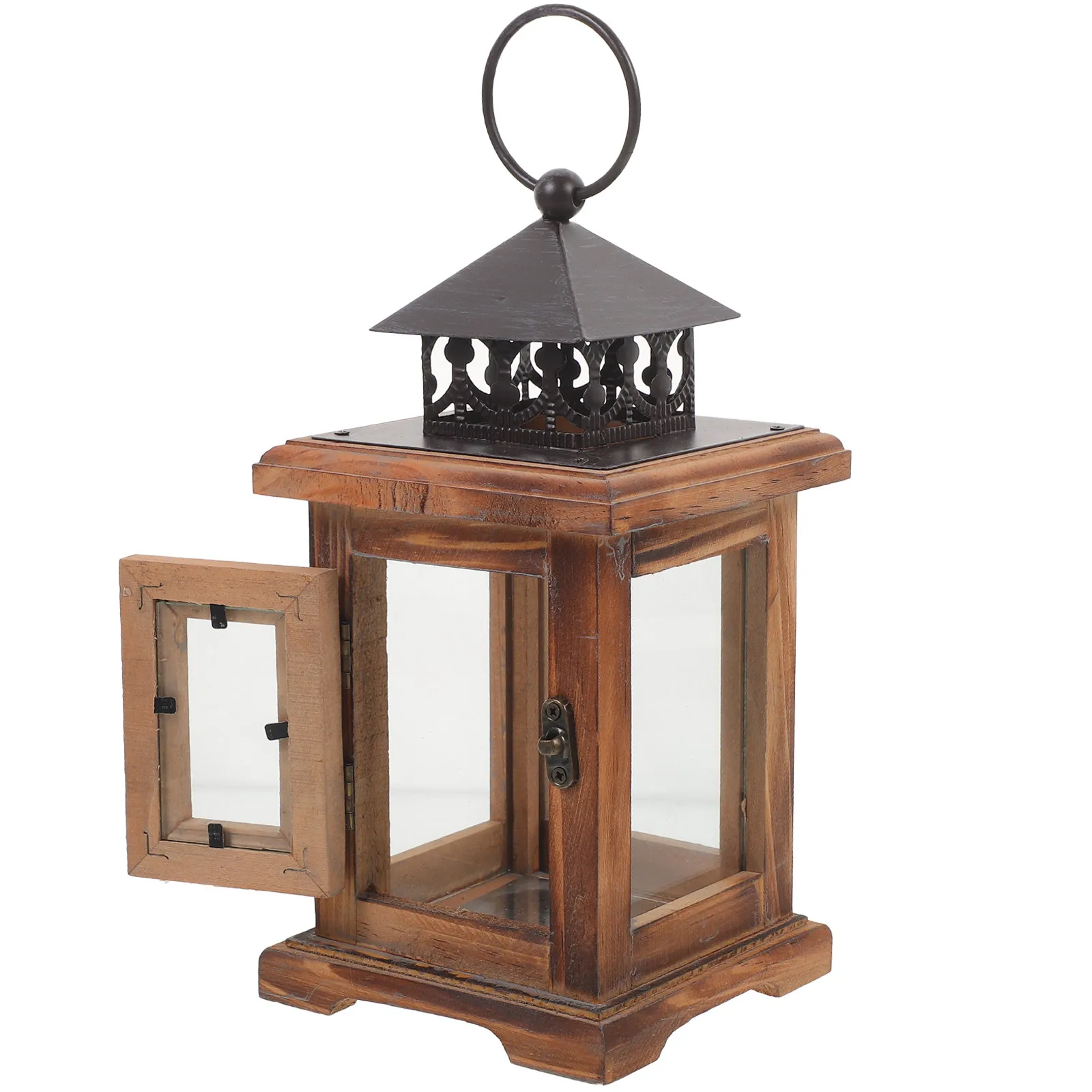 Farmhouse Style Lantern Vintage Metal Holder for Table Centerpiece Home Decor Wedding Event Decoration Lighting Fixture
