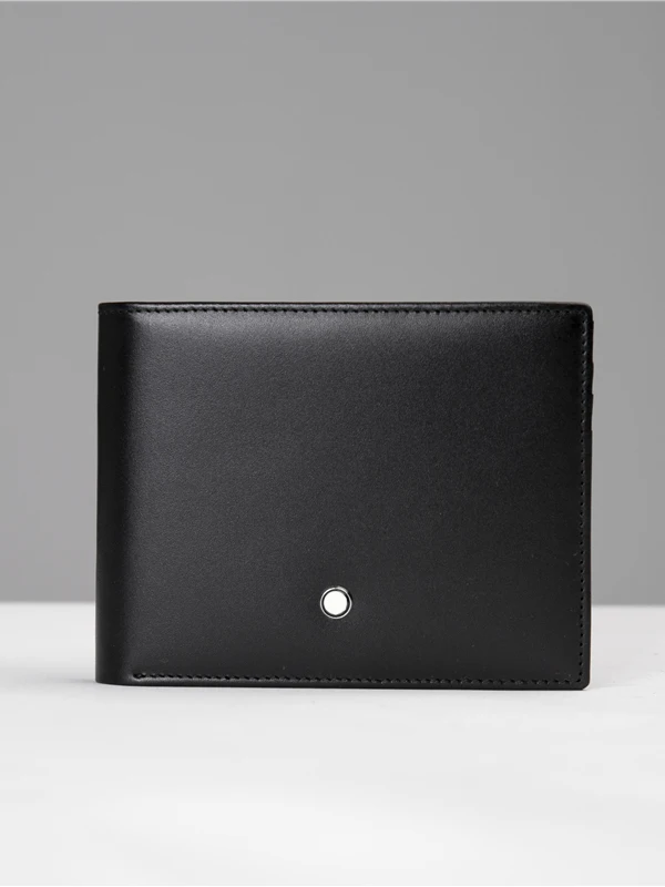 High-Quality Leather Men's Wallet Simple Elegant Black Short Style Horizontal Top Layer Cowhide Silver Bag Business Casual