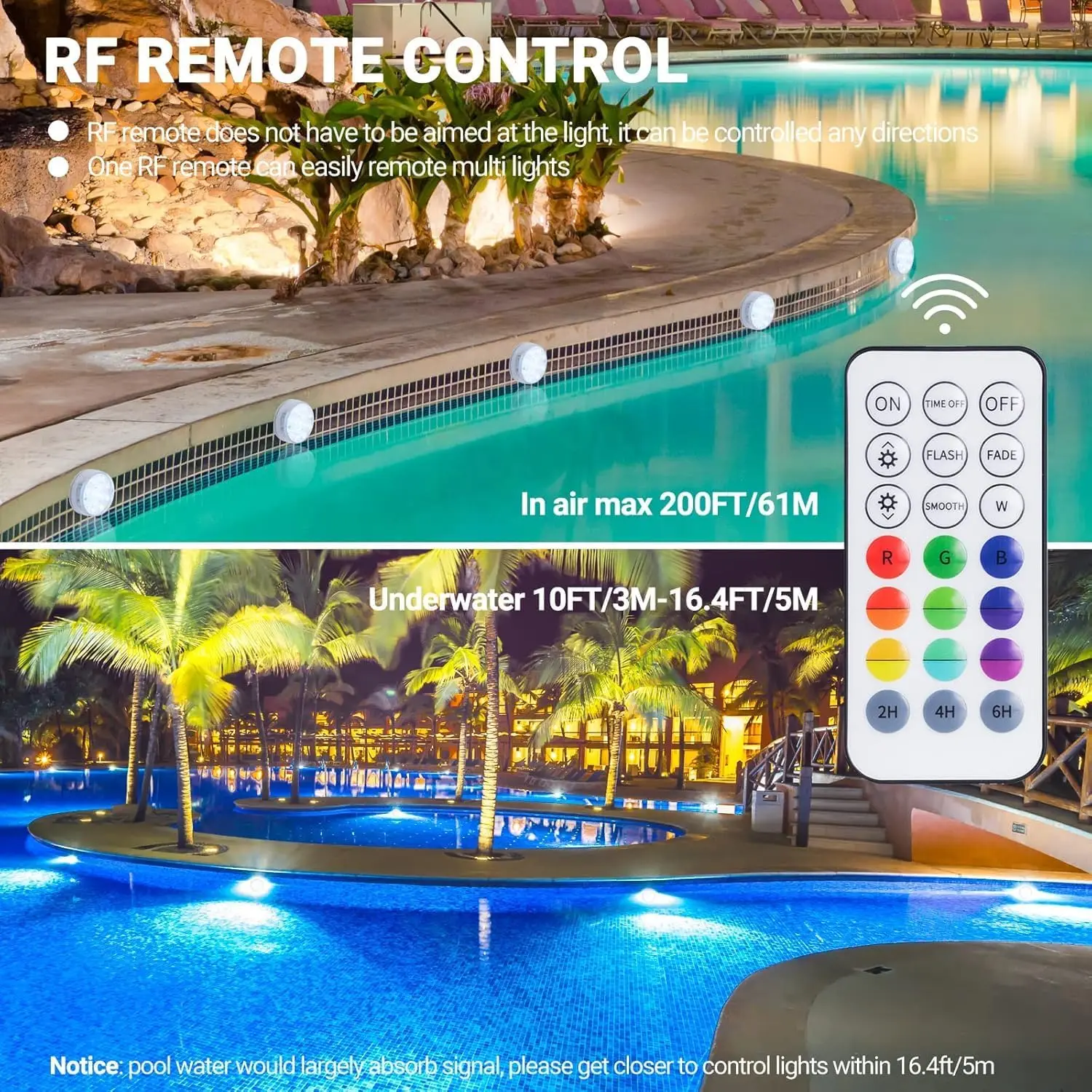Submersible LED Lights with Remote,Pool Lights for Inground Above Ground Pool16 Color Changing Underwater Light Battery Operated