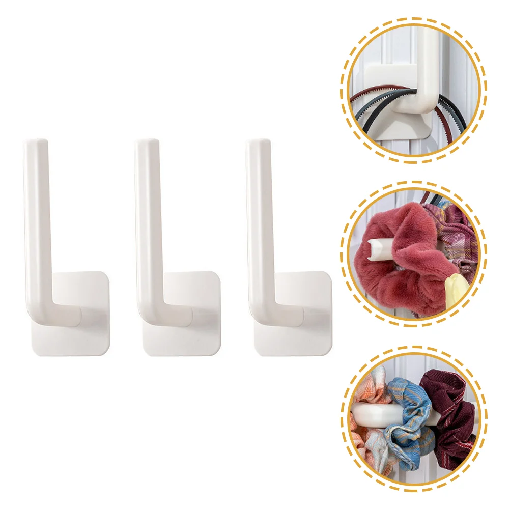 Wall Hair Rope Rack Tie Storage Hook Brackets Headdress Organizer White Acrylic Seamless Sticker Scrunchies Holder