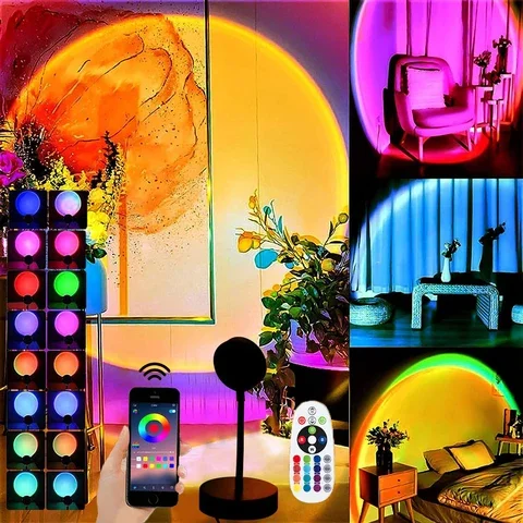 

RGB Sunset Projection Lamp Projector, Night Light, APP Remote, LED Lights for Bedroom Decoration, Photography Gifts