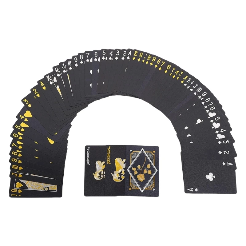 

Deluxe Waterproof Game Card Washable Playing Cards Black Gold Plated PVC Card Set Entertainment Deck Cards