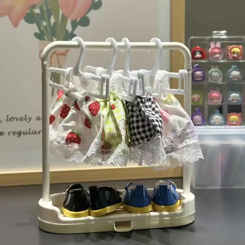 20cm Bjd Doll Clothes Storage Rack Shoe Display Rack Doll Mini Labubu Clothes Hanger Storage Box Clothes Support Rack Kids Gift image 2