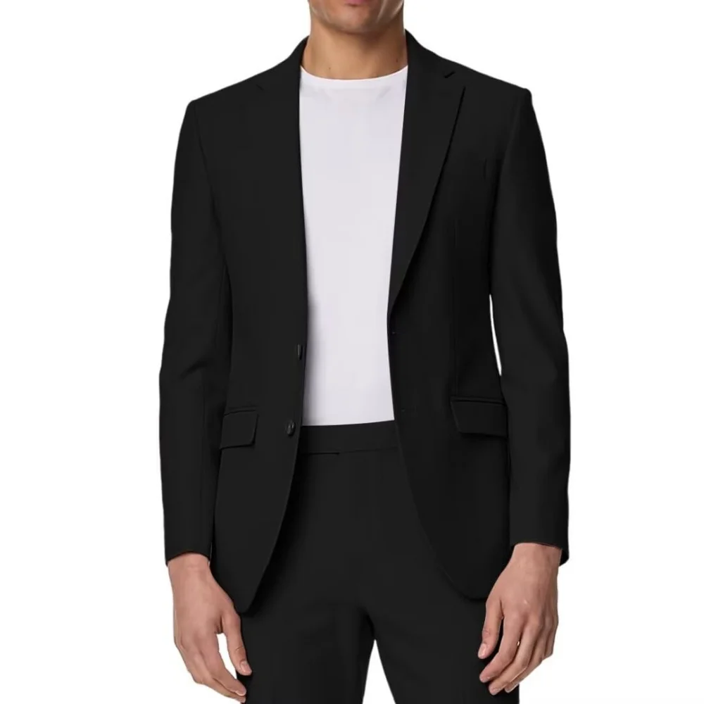 ชุดสูทผู้ชายสองชิ้น แฟชั่นฤดูร้อน ปกแบบน็อตเชอร์ เสื้อแจ็คเก็ตกระดุมแถวเดียว กางเกงขายาว ชุดลำลองสำหรับธุรกิจ งานแต่งงาน