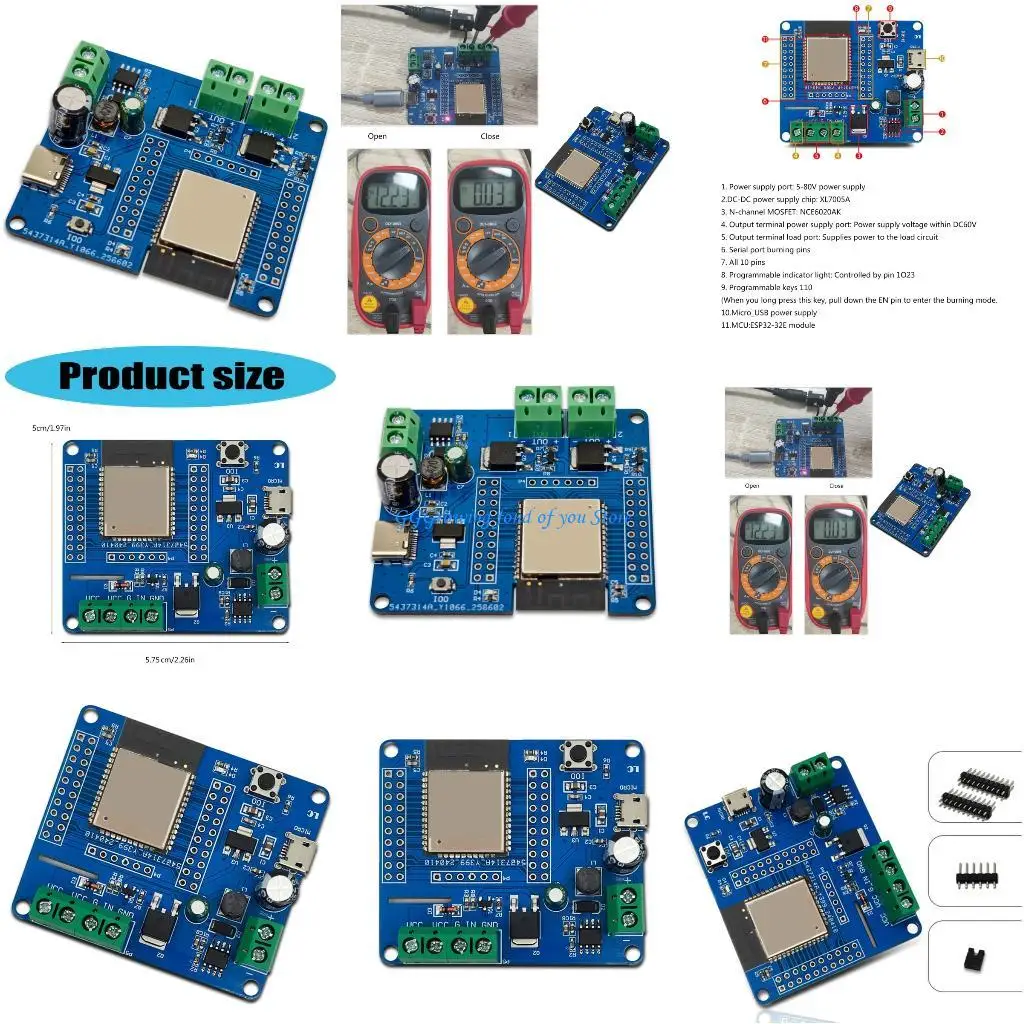 

H9EB ESP32 MOS Switches Board 80V Input Microed USB Wireless Home Automation