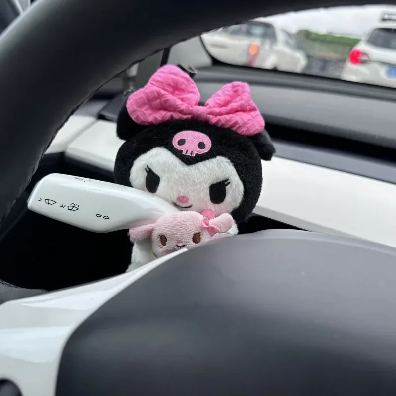 Sanrios Anime Kuromi Car Seat Belt Cover Shoulder Protectors Turn Signals Wiper Decorate Plush Doll Auto Interior Accessories