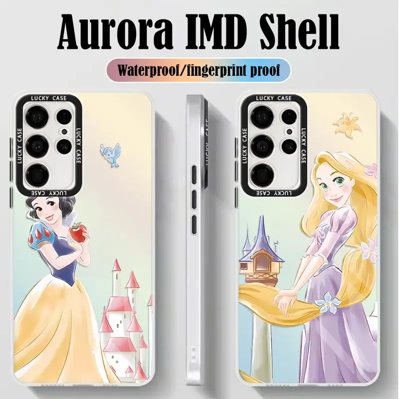 Snow White Rapunzel Belle Aurora Phone Case for Samsung Galaxy S24 S23 Ultra S22 Plus S21 S20 FE A50 Iridescent Laser Funda