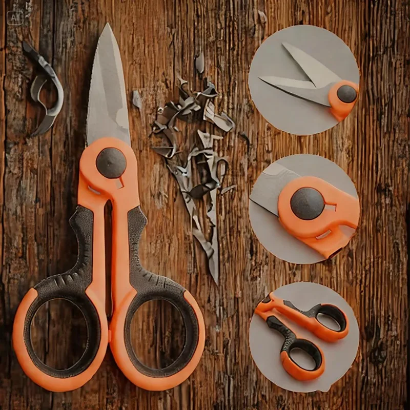 

5.71-Inch Stainless Steel Fishing Line Scissors with Non-Slip Grip and Protective Casing for Braided Line