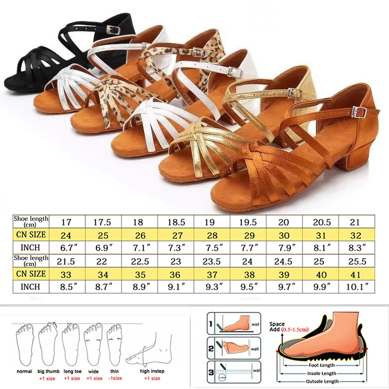 CLYFAN Women Latin Dance Shoes Soft Bottom Sole Girls Jazz Dance Practice Sandals Middle Heel 3.5CM Ballroom Dance