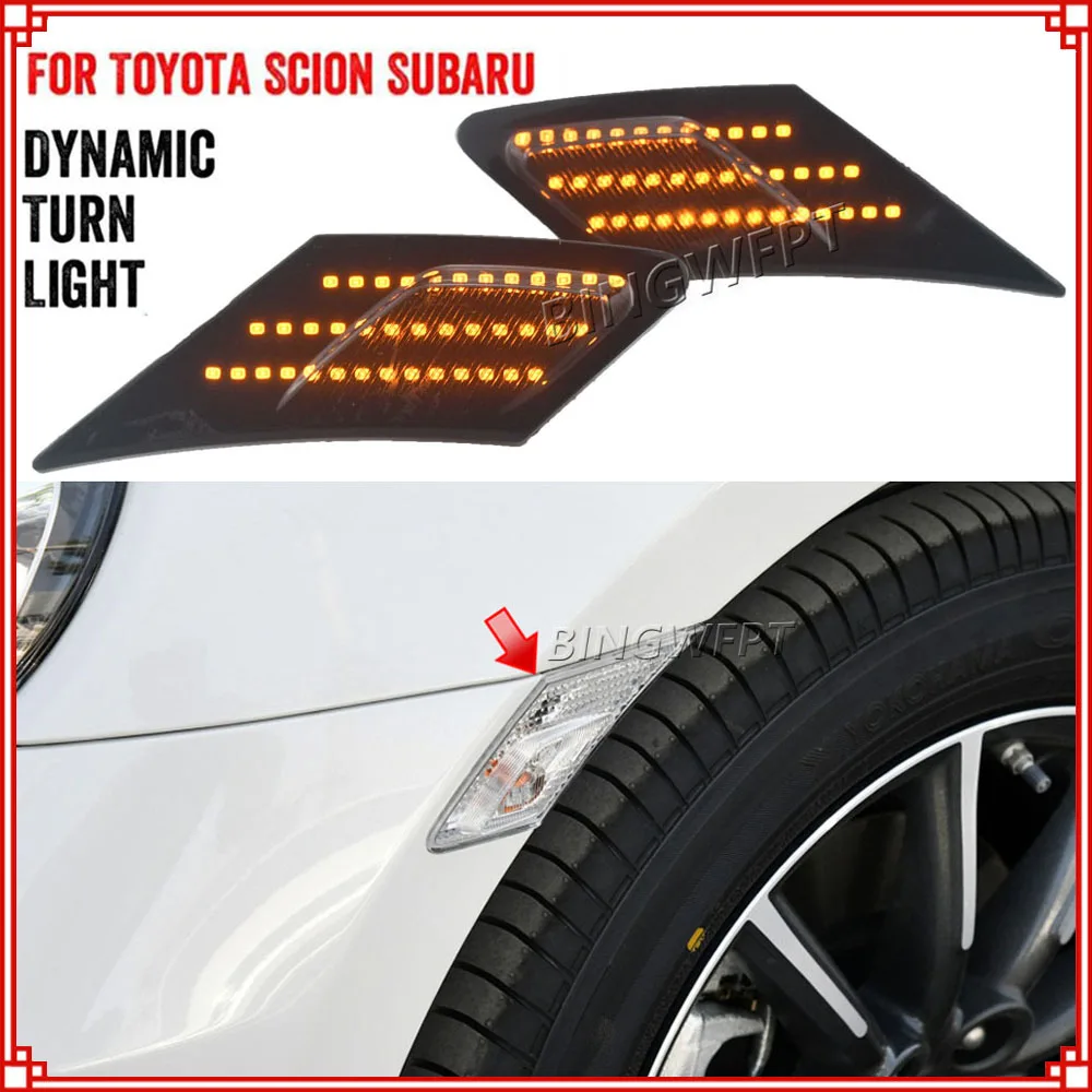 

2x Car LED Dynamic Turn Signal Light For Toyota 86 FT86 GT86 Side Marker Indicator Sequential Lamp For Scion FR-S For Subaru BRZ