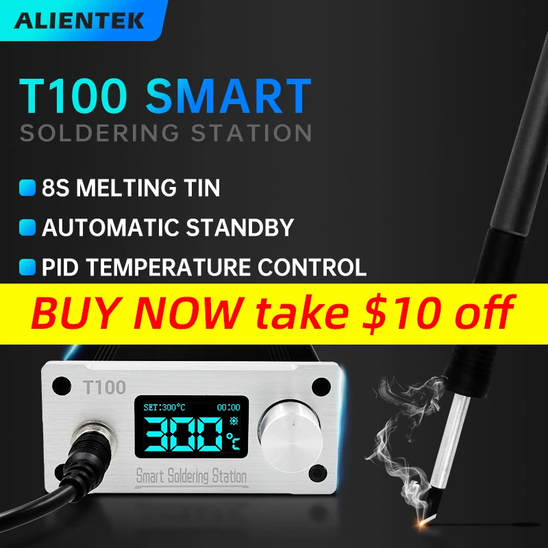 

T100 Smart Soldering Station Adjustable Temperature OLED Digital Electronic Soldering Iron Quick Heating Welding Station Tools