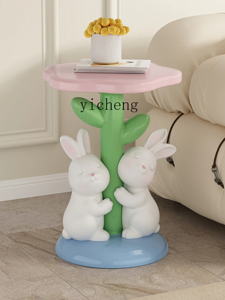 ZC Creative Bunny Tulip TV Cabinet Sofa Side Floor Ornaments Bedside Table Decorations