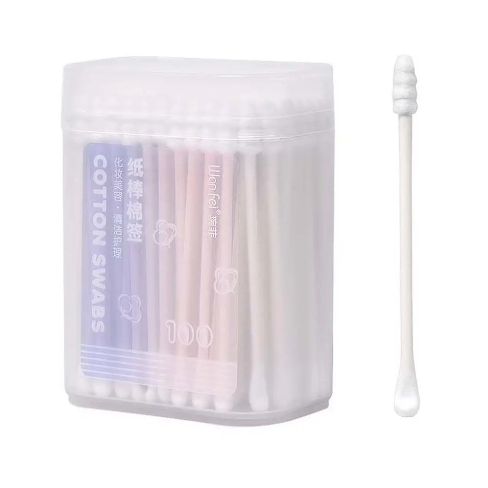 

100Pcs/set Eyelash Glue Removing Cotton Swabs Ear Pick Cleaner Ear Cleaner Spoon Makeup Cotton Stick