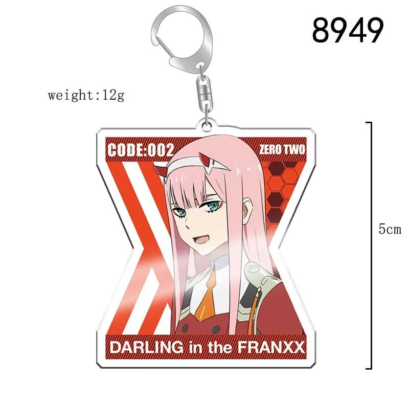 02 Zero Two Anime Figures Keychain Darling In The Franxx Acrylic key Chain for Car Bag Keys Original Keychains Friends Cute Gift