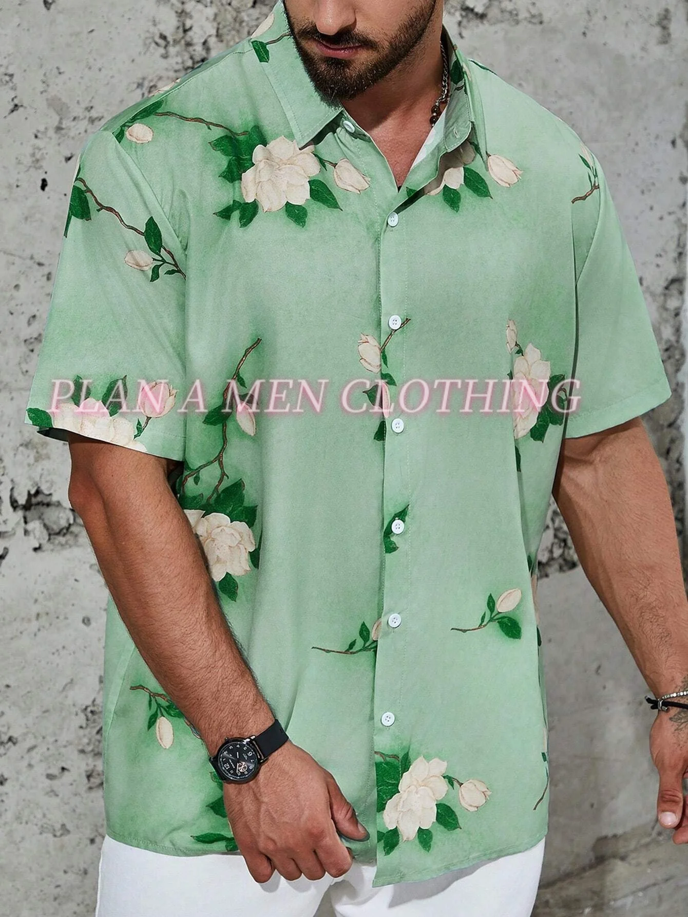 

2025 Men Chinese flowers Shirt Men Short-Sleeved Shirt Hawaiian Shirt Fashion Tops Loose Blouse Clothing Street Daily Mens Shirt