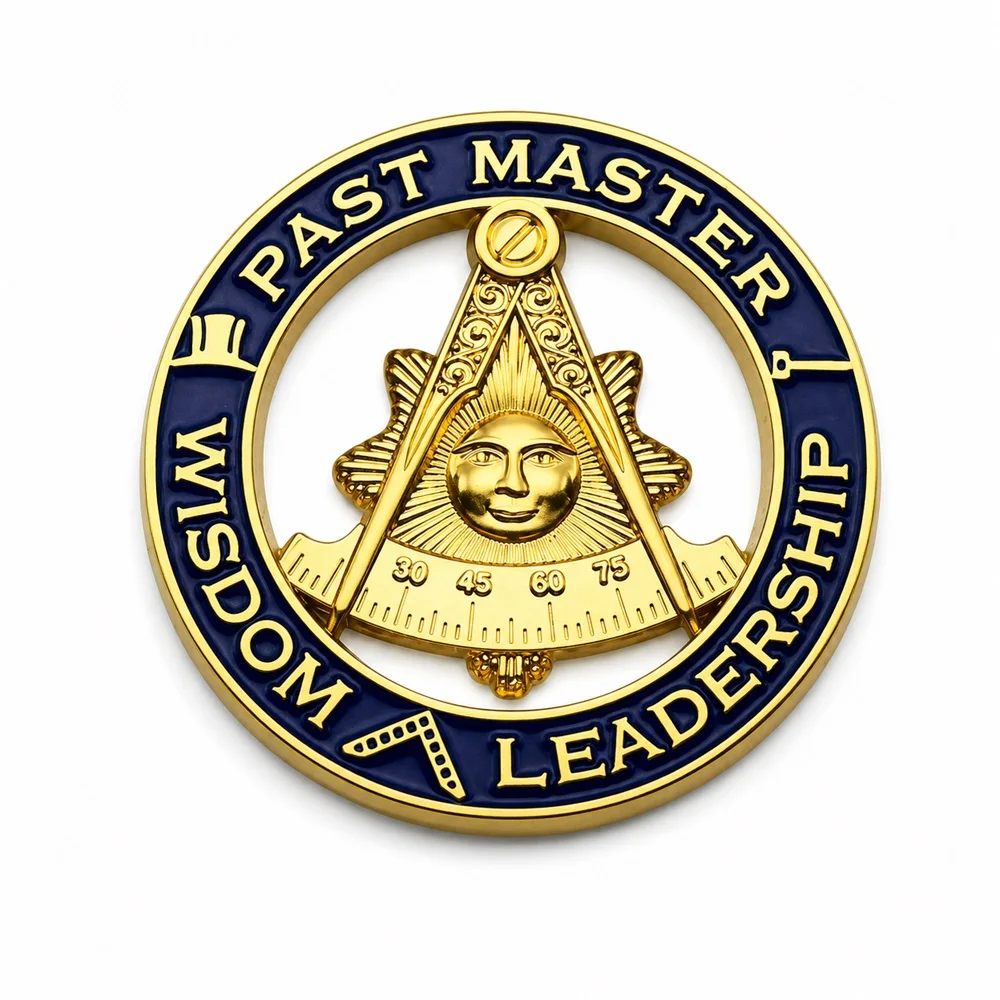 

3D Past Master Masonic Lapel Pin Gold Metal Masonic Brooch Badge Elegant Fashion Suit Jacket Accessories Gifts