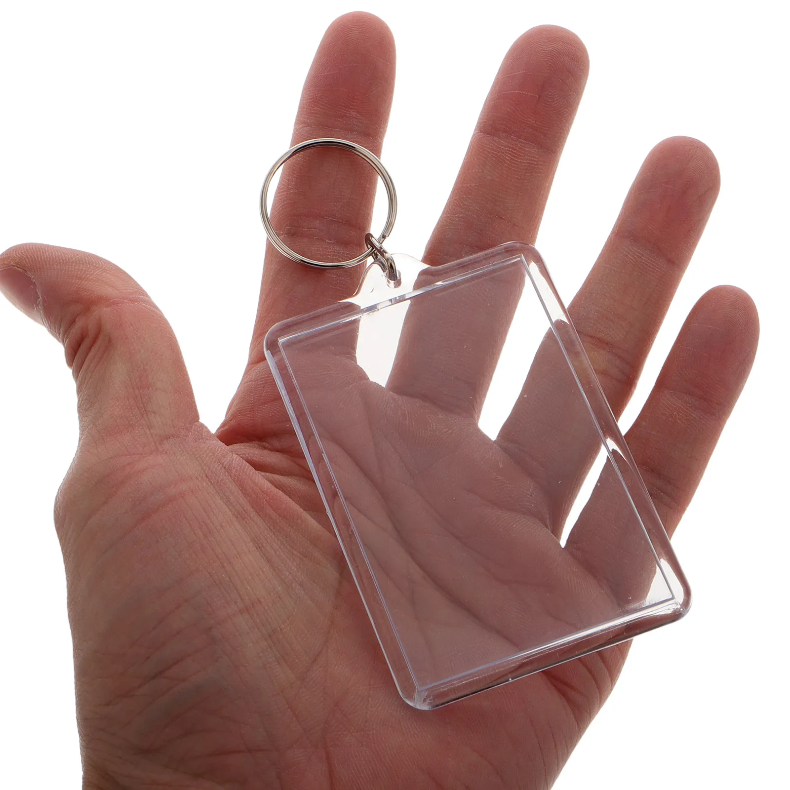 

50 шт. прозрачных пластиковых брелоков-фоторамок для самостоятельного изготовления, держатели для фотографий, брелоки с разъемным кольцом для фото