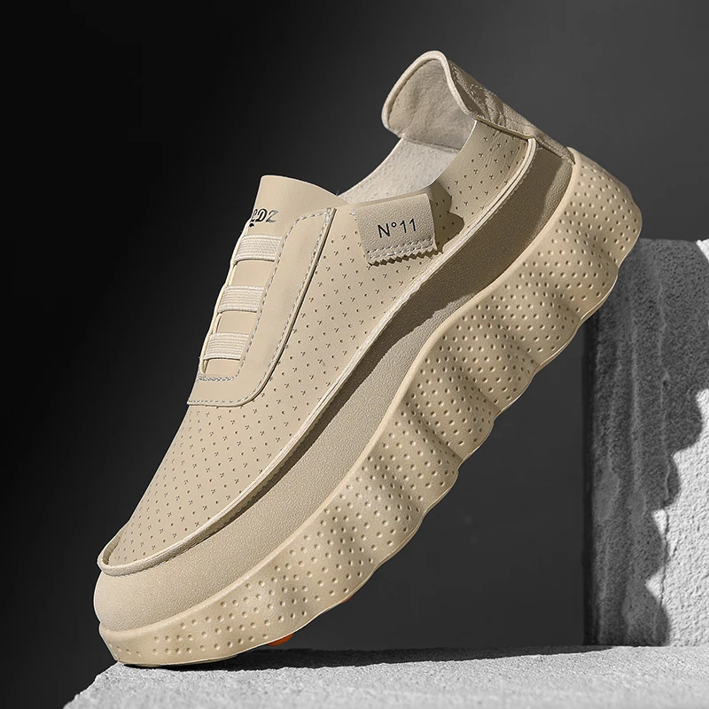 Men's Slip-On Thick Bottom Lazy Shoes Casual All-Match Flat Footwear No-Tie Comfortable Leisure Sneakers