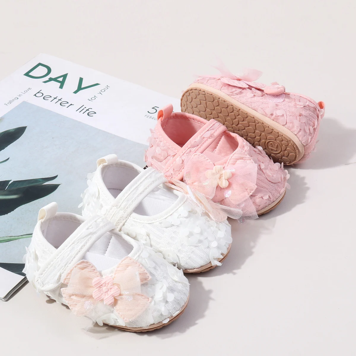 ربيع جديد تصميم الوليد طفلة جميلة زهرة الجنية الأميرة عادية مكافحة زلق الأولى المشي حذاء طفل صغير