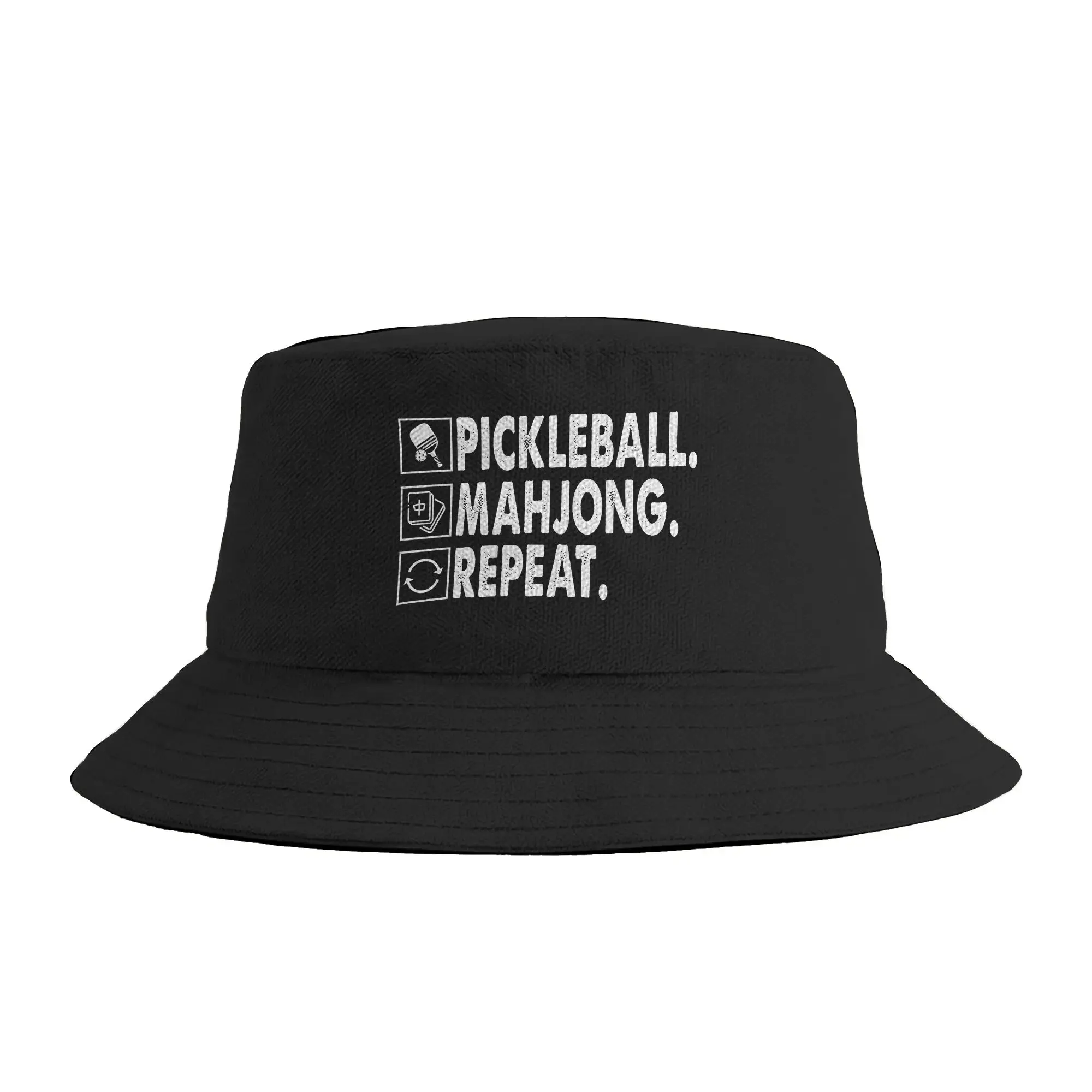 Men Women Pickleball Mahjong Repeat Funny Game Lover Quote Bucket Hat  Portable Fisherman Hats Summer Trendy Beach Travel Caps