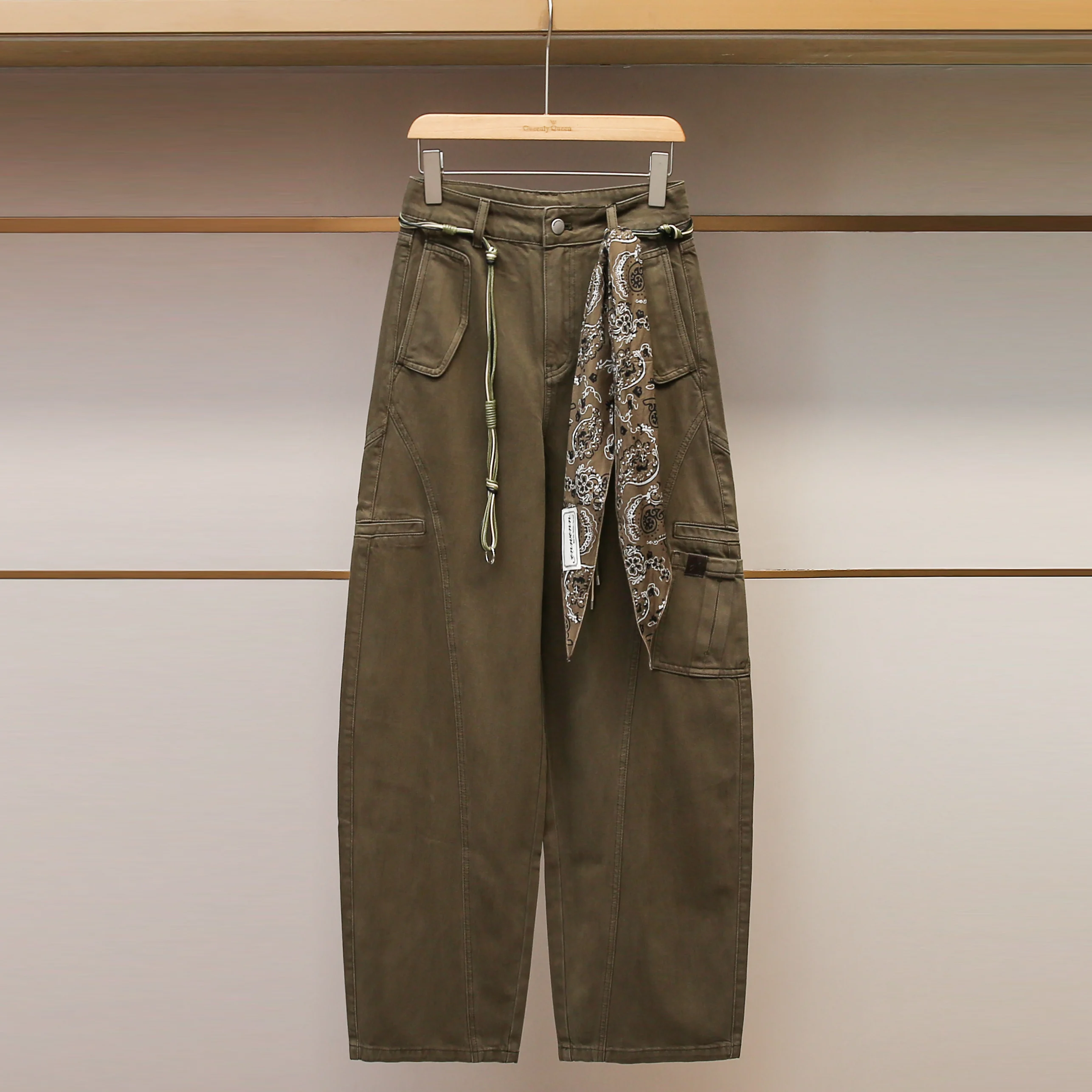 

High Waist Wide Leg Jeans Workwear Sle Winter Collection Women's Premium Faion Design Bend Knife Utili Pants