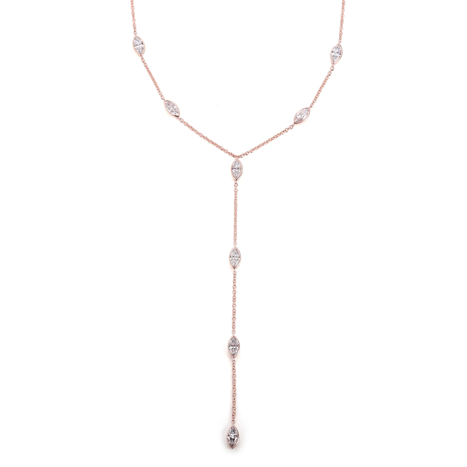 

Provence 14K Moissanite Marquise Cut Necklace for Women AU585 Solid Gold Olive Shape Choker Necklace for Girlfriend DIY Necklace