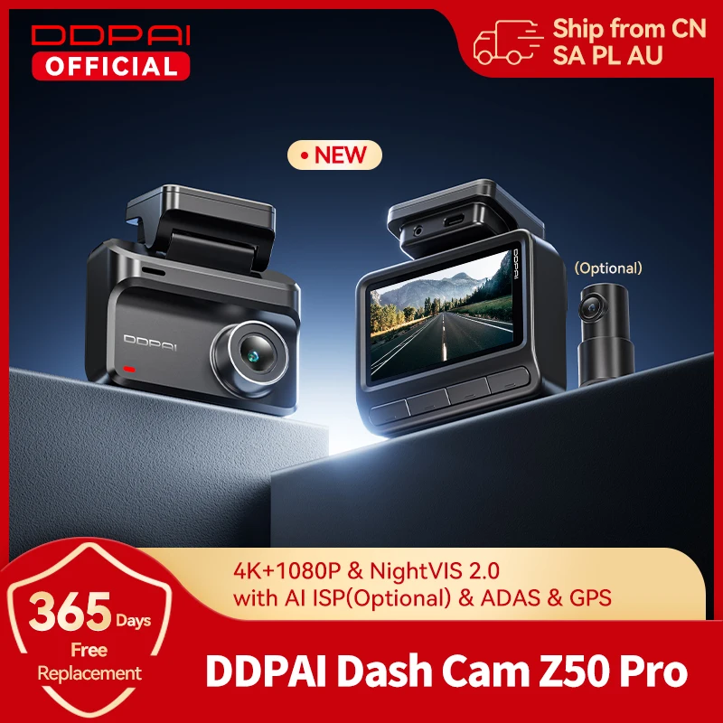 2025 New DDPAI Dash Cam Z50 Pro 4K Car DVR Night Vision 5GHz Wi-Fi GPS ADAS 24h Parking mode Support Front and Rear Camera