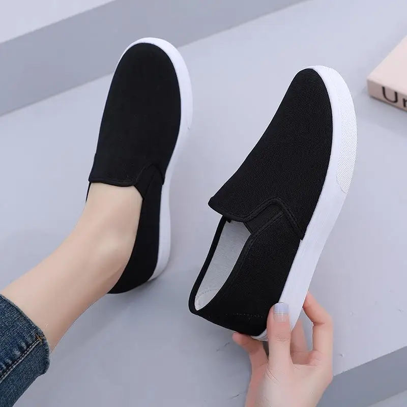 Men's Nurse Shoes Slip-On Canvas Shoes Breathable White Summer Soft Bottom Healthcare Work Shoes Women's Flat Heel Casual Loa... view 4