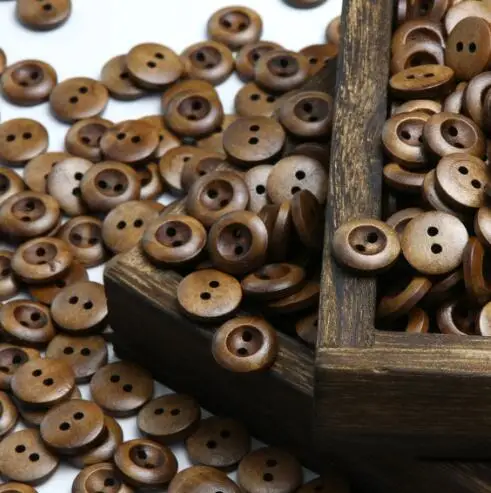 10pcs/Lot Size:13mm Natural wooden retro Arc edge two eyes buttons fashion Button Coat sweater DIY Sewing(SSA-4118)