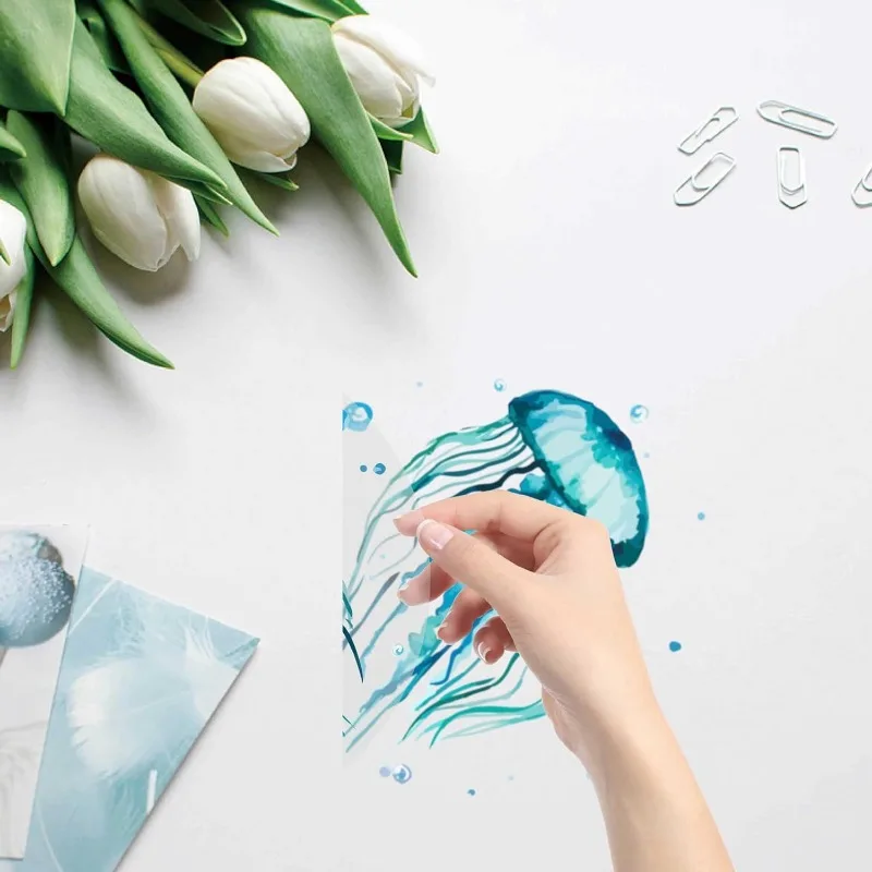 1Set 4 Styles Sea Animals Window Decals Static Glass Sticker Turtles Seahorses Whales Jellyfish Pattern Window Clings Film