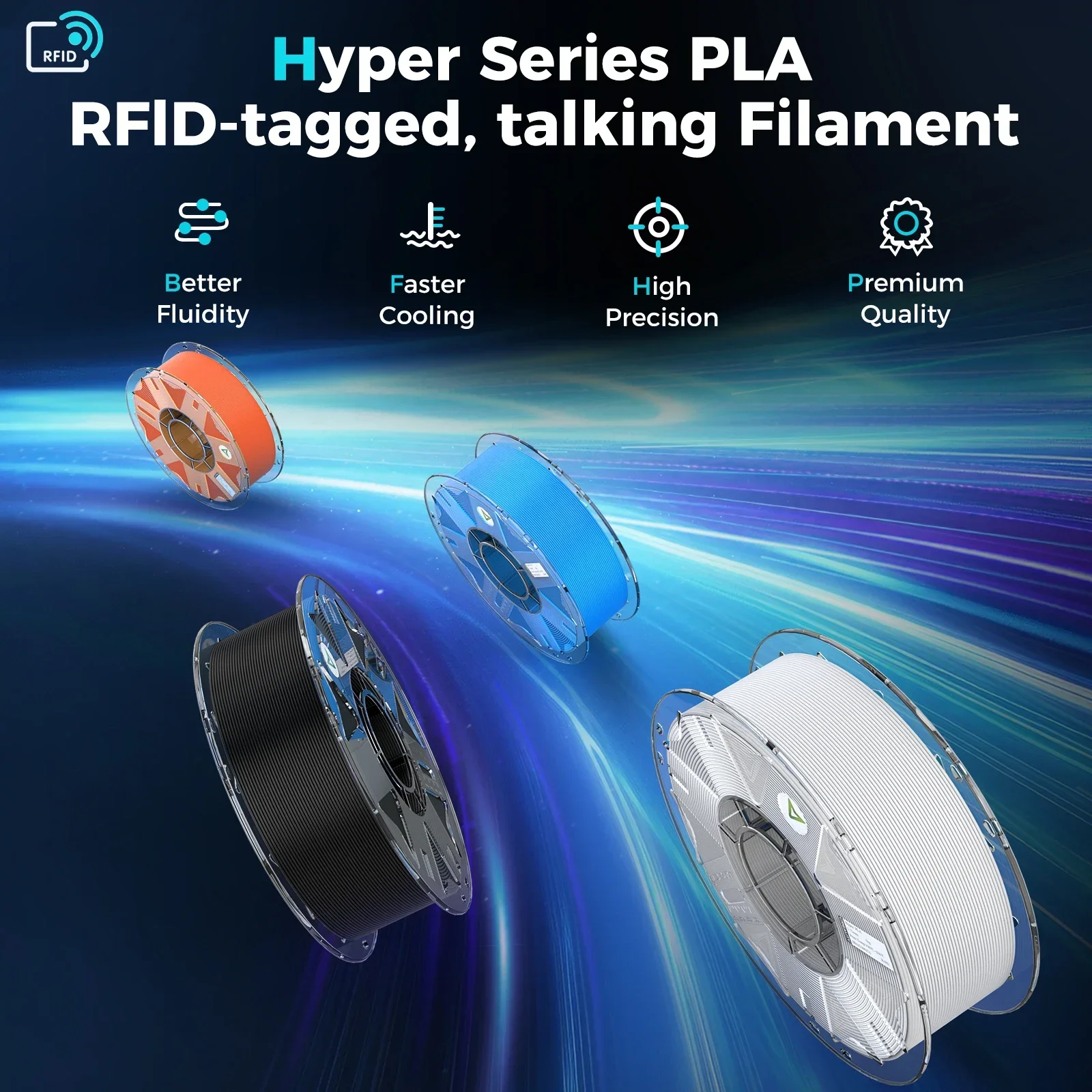 Creality Hyper PLA RFID Filament Built-in Chip 1.75mm 1KG High-speed Printing RFID Tags 3D Printing for K2 Plus Combo 3d Printer