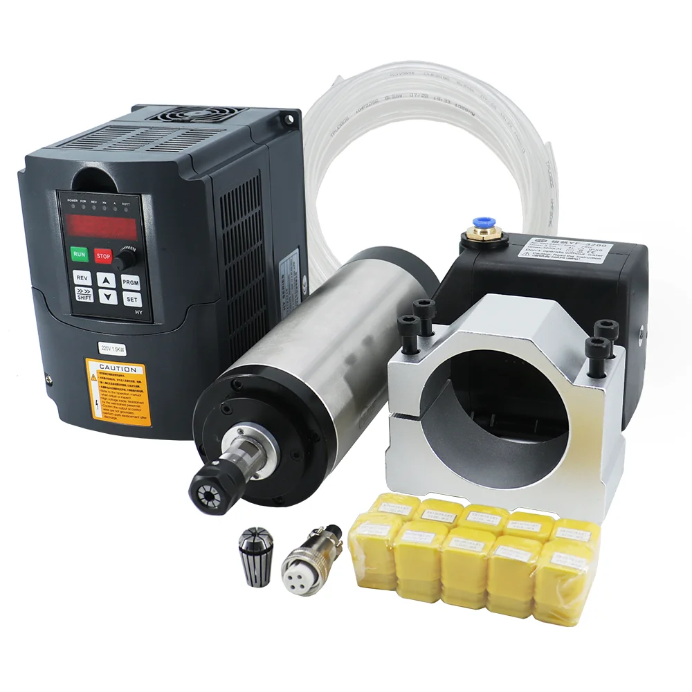 

Engraving Machine Accessories 1.5kw Spindle Motor ER16 Water Cool 24000rpm Spindle For Cnc Router