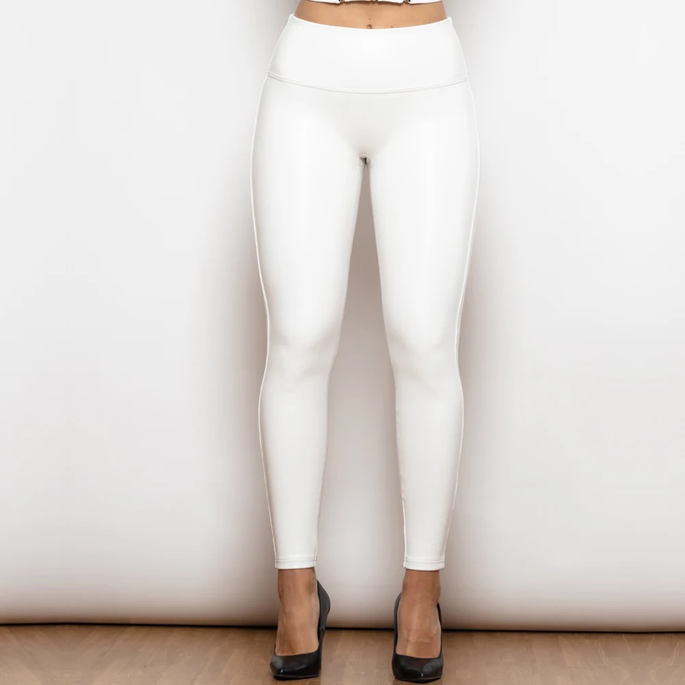 Shascullfites Melody Regular High Waist Leather Leggings Faux Leather Trousers Skinny Pants with 10 Colors Available