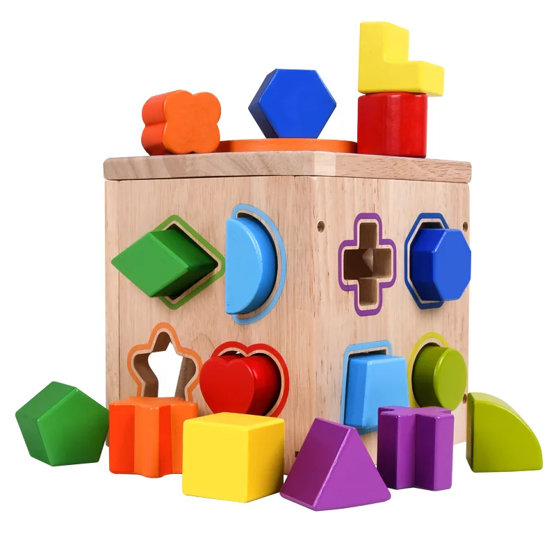 

Geometric building block 1pc shape matching children's enlightenment assembly color cognition box 16 holes space