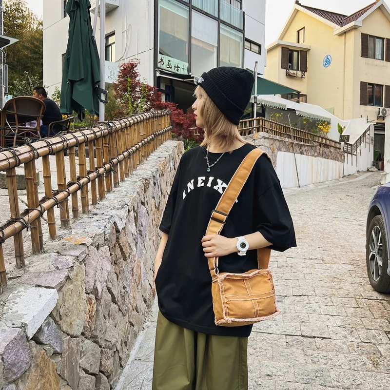 

Small Canvas Women's Bag Lightweight Handbag Casual Shoulder Crossbody Bag Vintage Eco Bag Korean Messenger Bag Y2K Satchel Ins