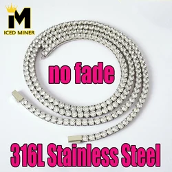 3/4/5mm 316L Stainless Steel Necklaces Tennis Chain Diamond Zircon Iced Out For Men Women Fashion Hip Hop Jewelry Free Shipping