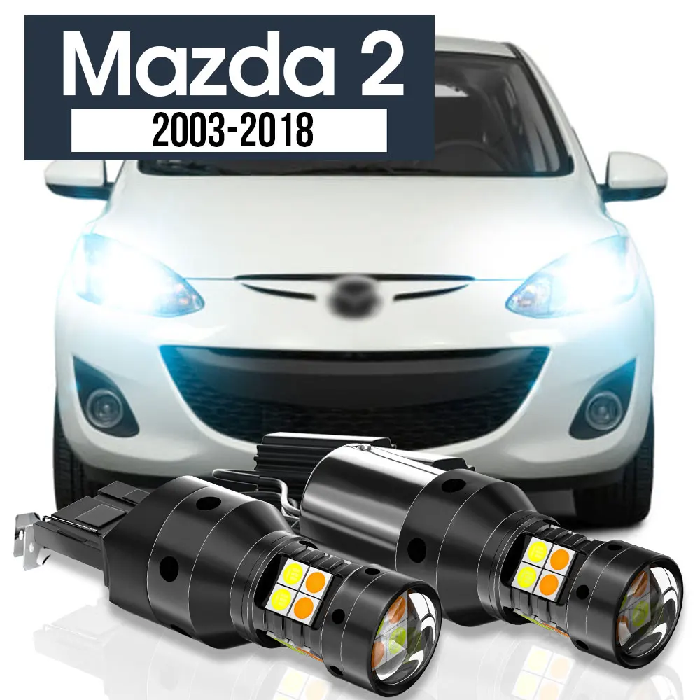 

2pcs LED Dual Mode Turn Signal+Daytime Running Light Blub DRL Canbus Accessories For Mazda 2 DY DE DH DL DJ 2003-2018 2014 2015