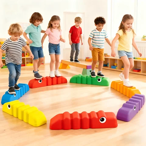6PCS Anti-slip Wavy Pattern Balance Training Beam, Indoor & Outdoor Kids Gymnastics Fitness Toy, Balance Coordination Strength