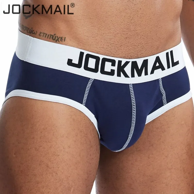 Jockmail men sexy briefs men cotton bikinis slips men underwear tanga hombre encaje bulge pouch thong men clothing Summer shorts